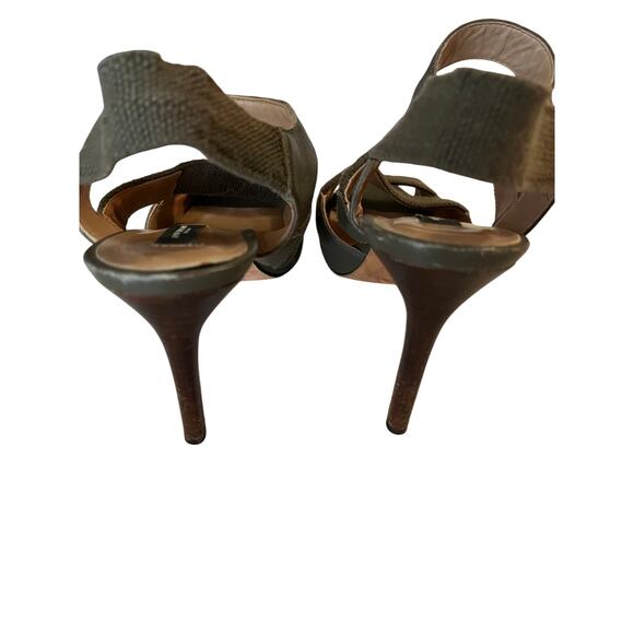 Ann Taylor | Size 8 Linen/Canvas Strap Heel Sandals Dark Sage/Green - Picture 6 of 7